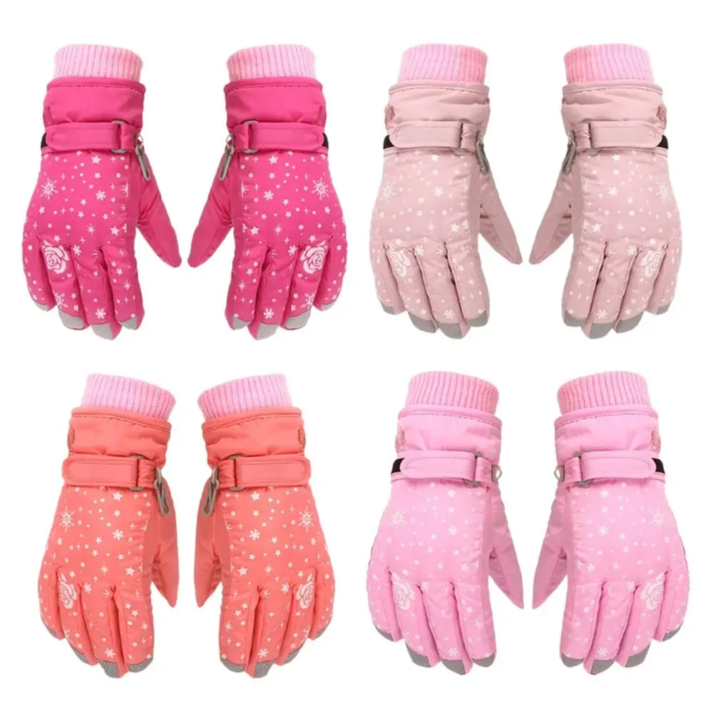 Baby Girls Snow Snowboard Thicken Warm Waterproof Children Skiing Gloves Outdoor Sports Mittens Ski Kids Cycling Gloves woman ski gloves winter waterproof cold warm gloves mobile phone touch screen snow gloves motorcycle cycling adjustable mittens