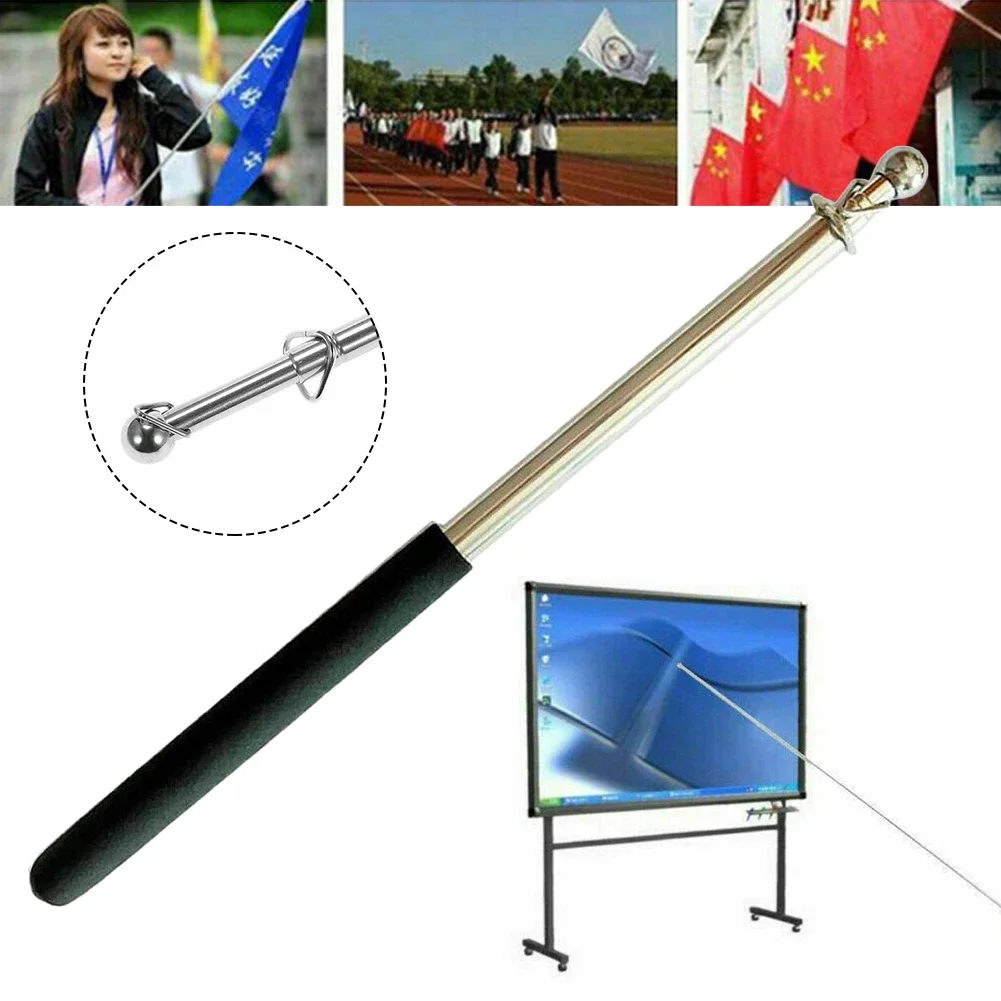1.6mPortable Ferula Pointer Poles For Flags Windsock Telescopic Handheld Windsock Flag Pole Stainless Steel Extendable Flag Pole