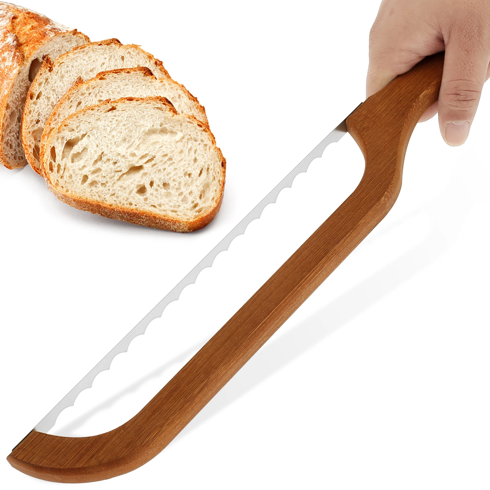 Wooden Bread Bow Knife Bow Bread Knife for Sourdough with Wooden Handle Bread Slicer for Homemade Bread Sourdough Bread Cutter