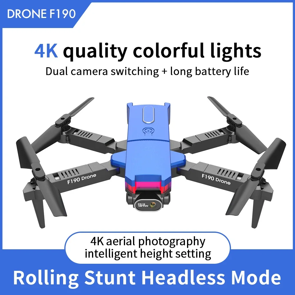 

F190 Drone 4K HD Camera Folding Drone Aerial Photography Fixed Height Quadcopter Colorful Lighting Toy Remote Control Aircraft