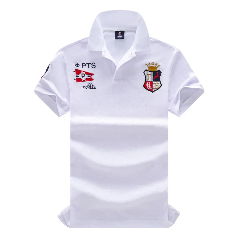 Summer Men's Business Short Sleeve Cotton Embroidery High Quality Flag Casual Slim Fit Sports Cotton Polo Shirt Large Size --7XL