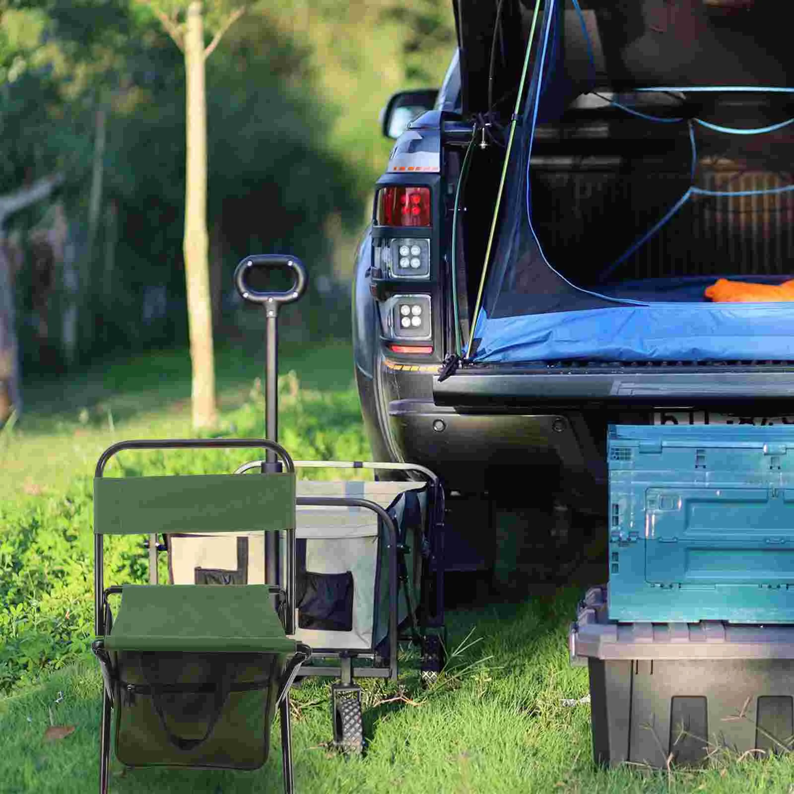 Ergonomic Chairs Outdoor Folding Storage Bag Stool Backrest Green Fishing for outside Camping