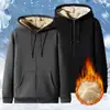 Trendy Sweatshirt Coat Front Pockets Warm Zipper Lamb Wool Jacket  Men and Woman Winter Pure Color Plush Lined Cardigan Hoodie 3