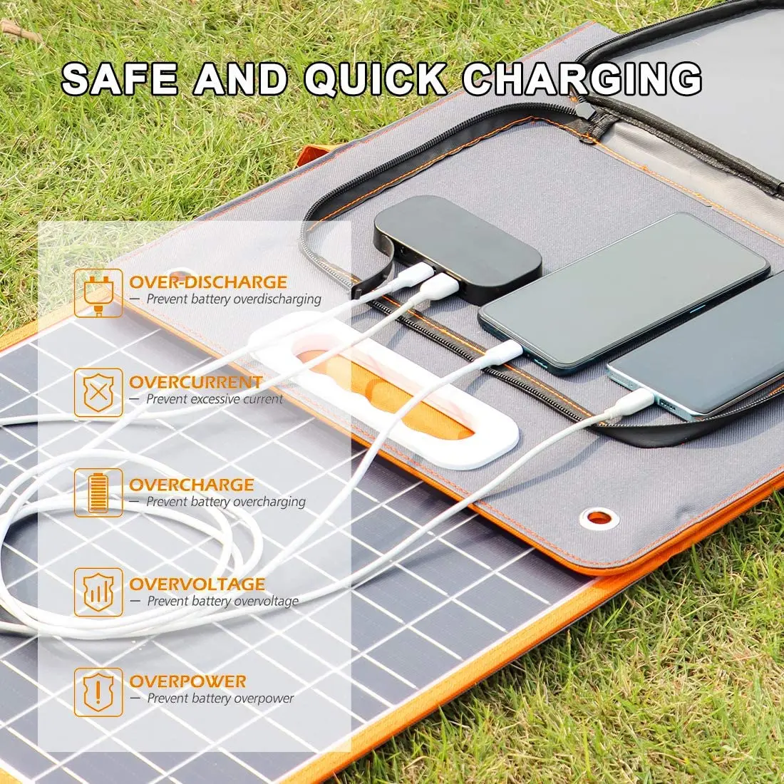 FF Flashfish 18V 100W Foldable Solar Panel Portable Solar Charger DC Output PD Type-c QC3.0 for Phones Tablet Camping RV Trip