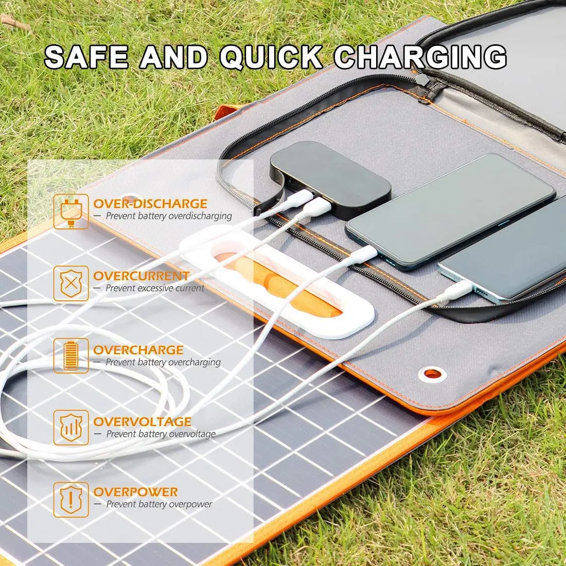 FF Flashfish 18V 100W Foldable Solar Panel Portable Solar Charger DC Output  PD Type-c QC3.0 for Phones Tablet Camping RV Trip