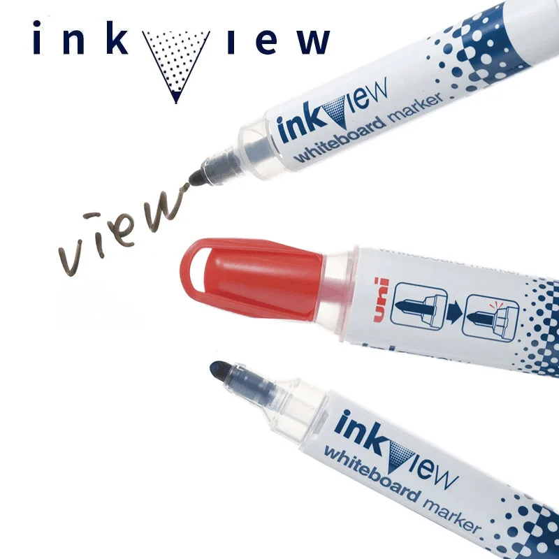 Whiteboard Pens 4pcs Uni WhiteBoard Marker Set with Ink Viewing Window Premium PWB-202