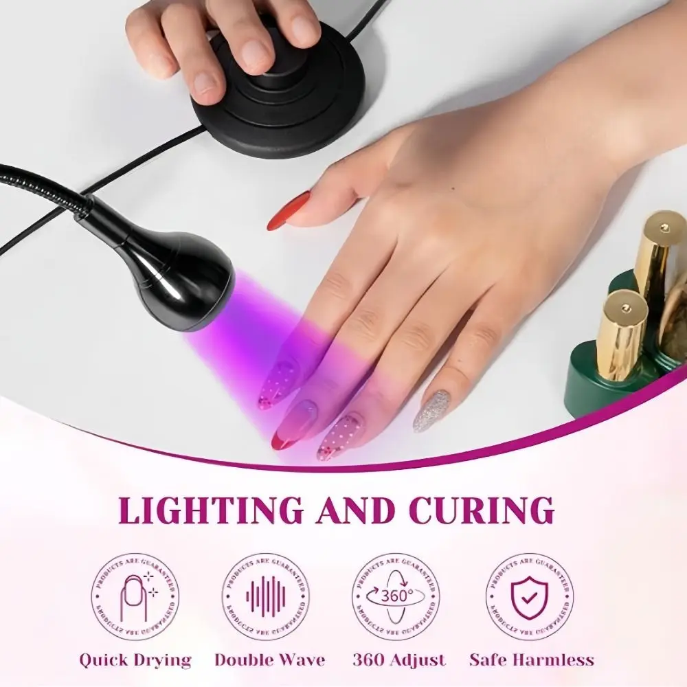 5W 파워 UV LED 네일 램프 클립형 풋 페달 스위치 젤 폴리쉬 경화 램프 플래시 경화 플렉시블 데스크탑 네일 드라이어 네일 살롱용