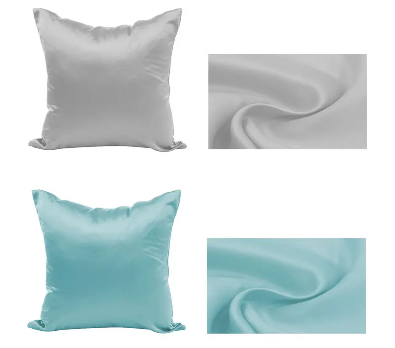 Soft 100% Silky Pillow Cover Silk Pillowcase 45cm Square Satin Cushion Cover High Quality Comfortable Solid Throw Pillows 1pc 6