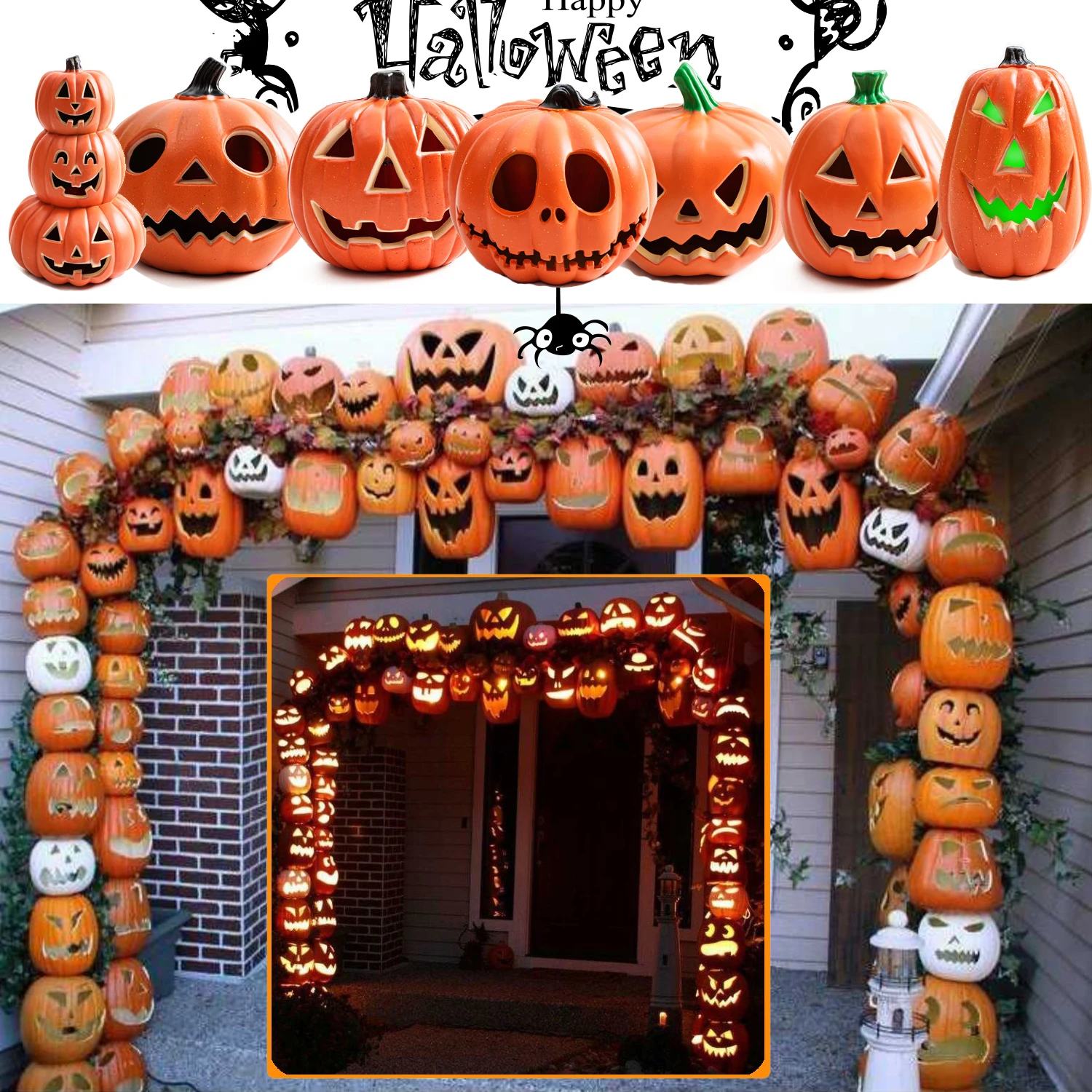 Halloween Jack-O-Lantern Pumpkin Led Light Lamp Creative Lantern Decoration  Flashing Ghost Festival Park Indoor Garden Decorat