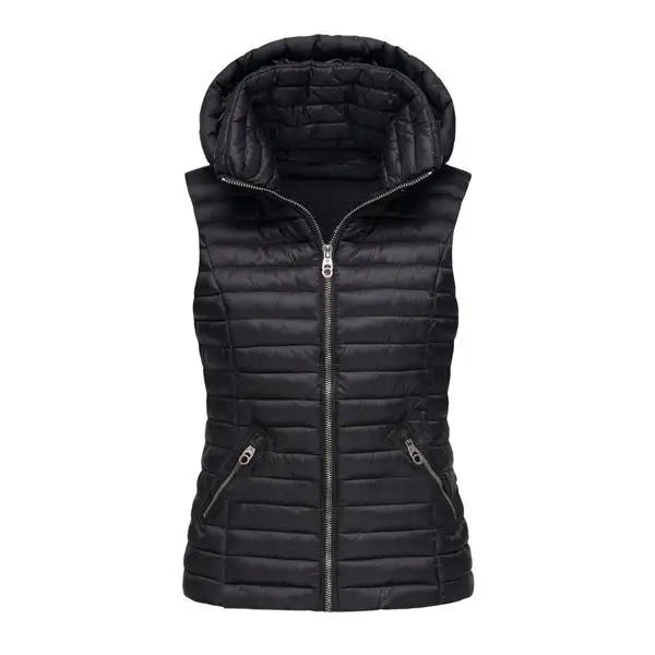 Womens Winter Thick Slim Vest Hooded Puffer Jackets Sleeveless Waistcoat Top Warm Coat