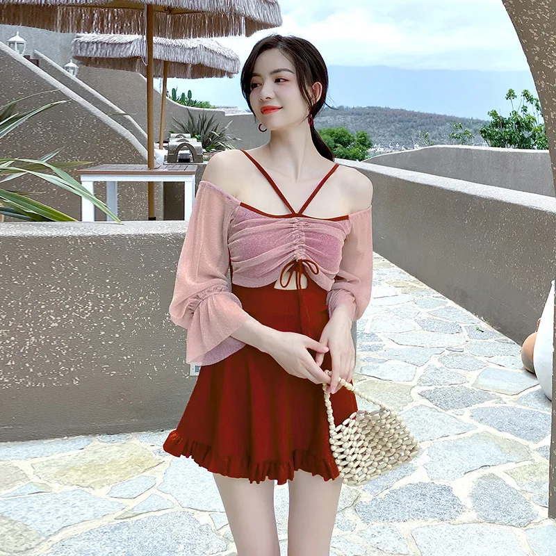 

2023 Korean Style Patchwork One Piece Swimwear Women Padded Swimwear Solid Swimsuit Bathing Suit Sexy Lady Monokini Beachwear
