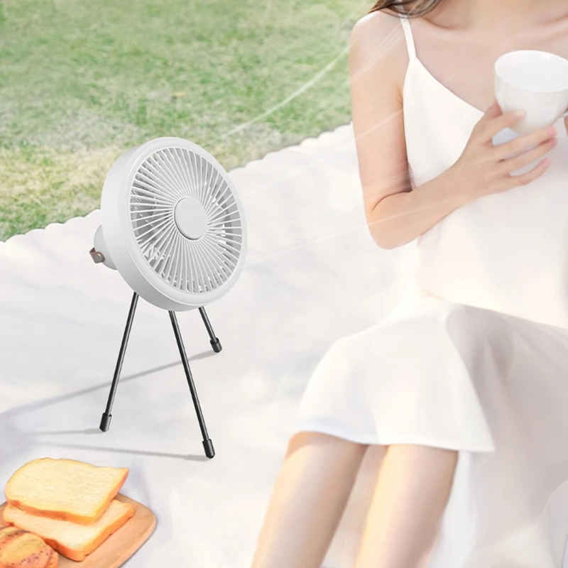 LED 램프 삼각대와 휴대용 캠핑 팬 야외 캠핑에 대 한 충전식 텐트 팬 2000mAh 원격 제어 책상 팬