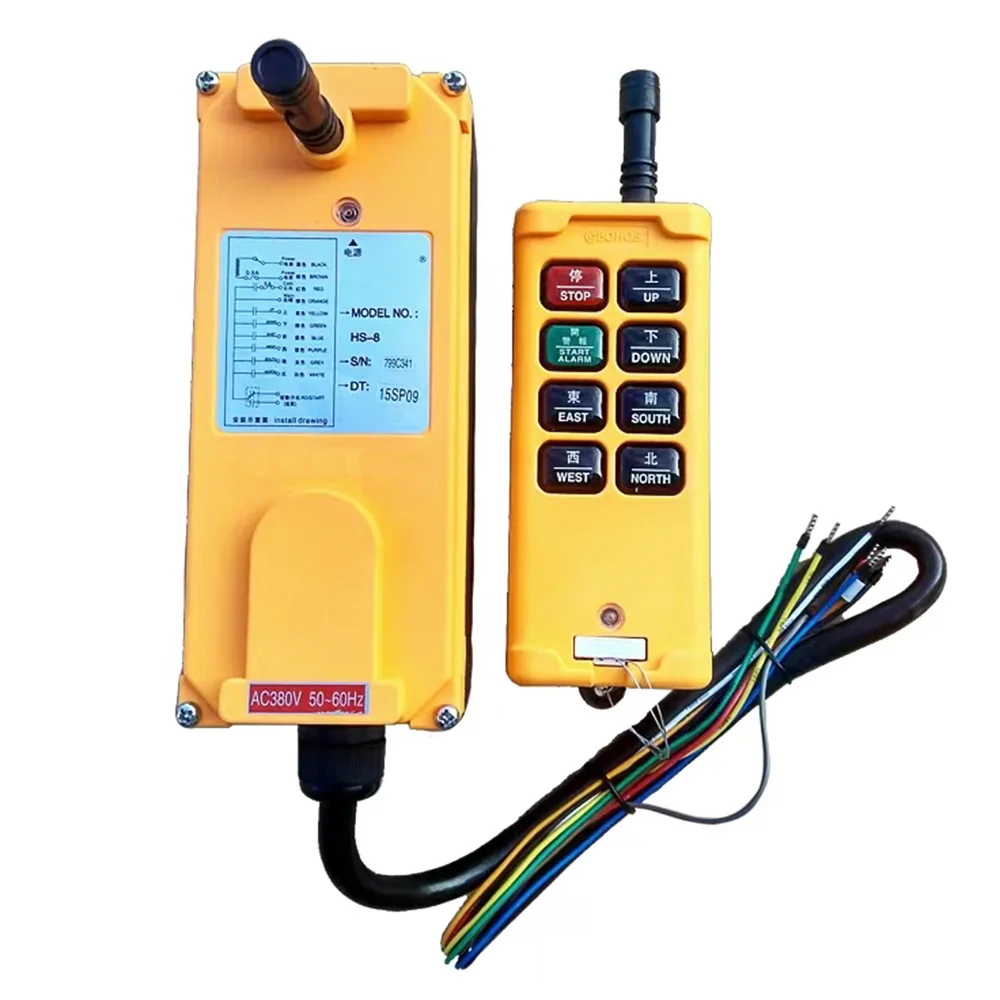 Industrial Wireless Remotes Switch for Hoist and Crane OBOHOS HS-8 8 Channels 1 Speed 1 Transmitter Receiver