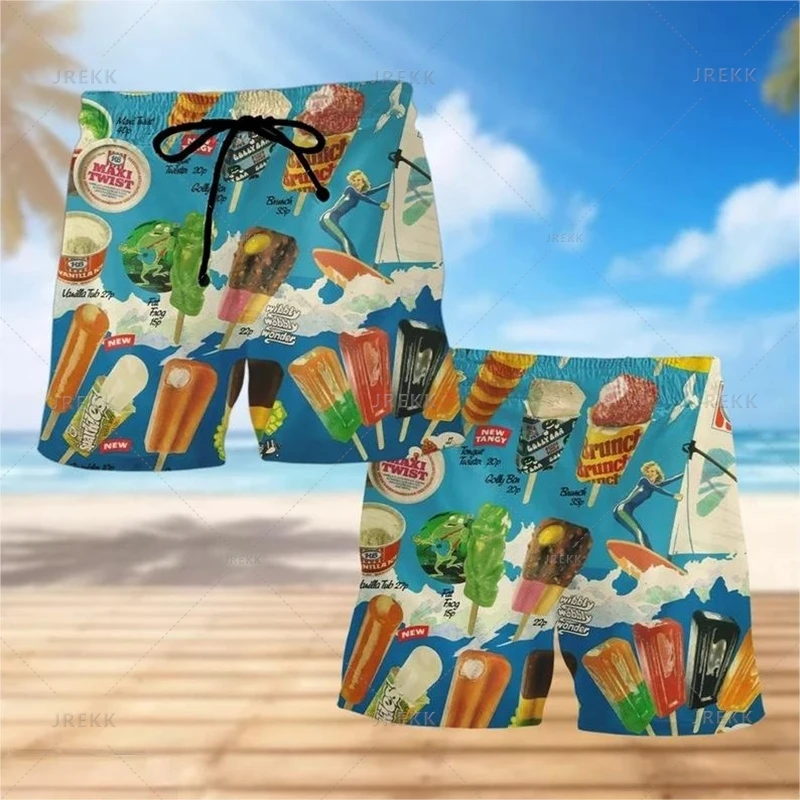 Summer Hawaiian 3D Icecream Printing Beach Shorts For Men Fashion Streewear Swim Trunks Harajuku Cool Board Shorts Short Pants 6