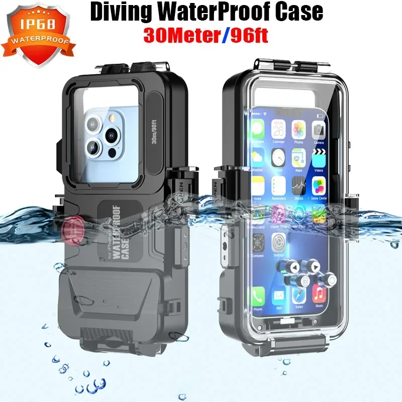 

30M Diving Snorkeling Underwater Case Operated Underwater Photo Video,Waterproof Housing for iPhone 14 13 12 11 XS Pro Max Plus