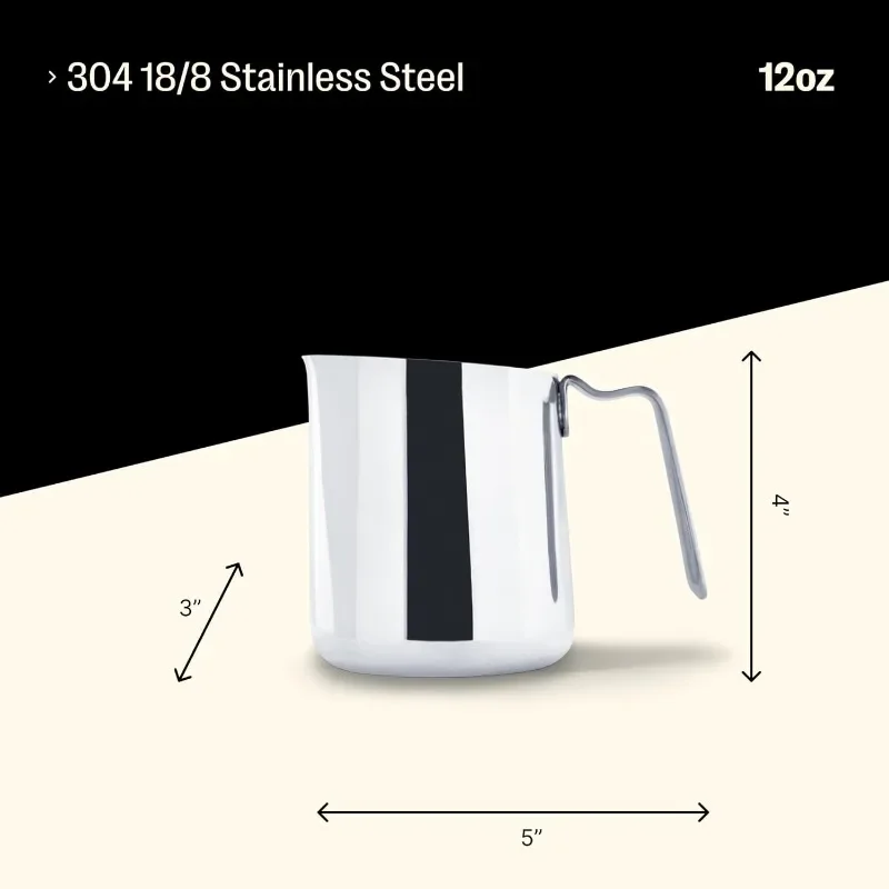 Eddy Steaming Pitcher-Milk Frother Pitcher with Fluted Spout, Premium Barista Tools for