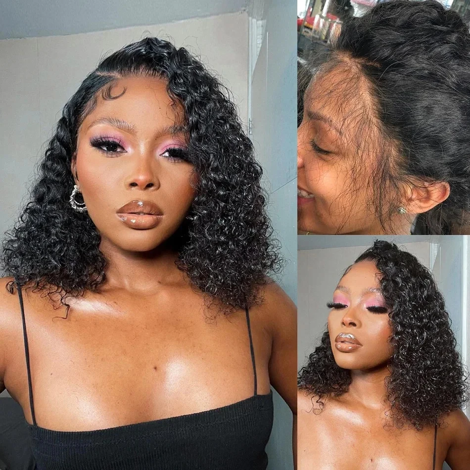 Pre Cut No Glue Water Wave 13x4 Bob Wigs Curly Glueless Wig Human Hair Ready To Go Lace Frontal Wigs For Women Pre Plucked