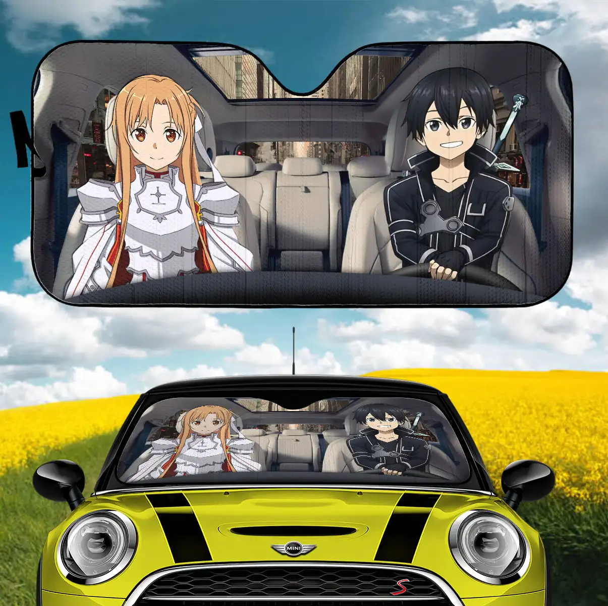 

Sword Art Online Kirito And Asuna Driving Car Auto Sunshades