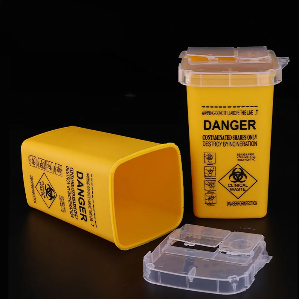 

1L Plastic Tattoo Medical Supplies Container Waste Box Buckets Collection Barrels for Disposable Tattoo Needle Tips Accessories
