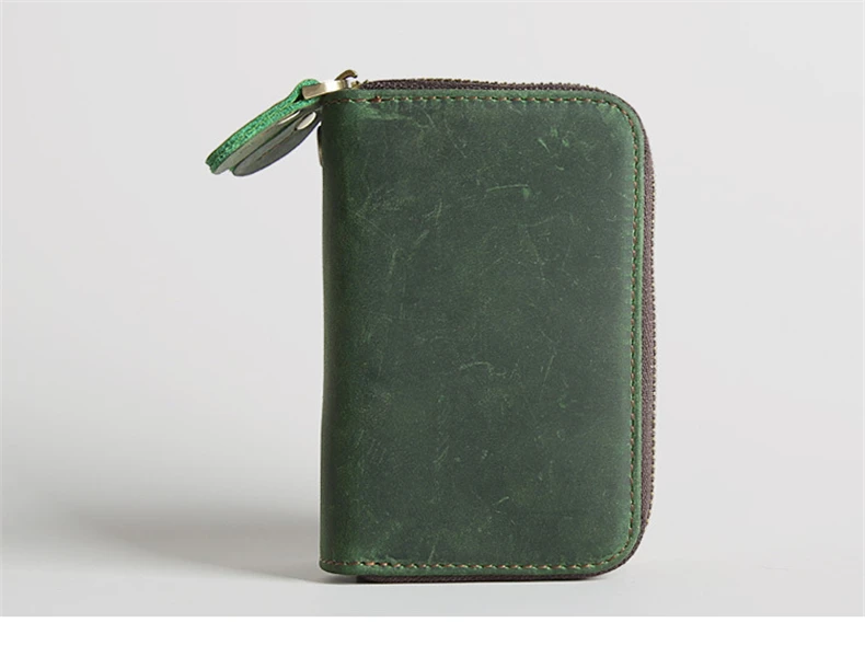 Genuine Leather Key Wallets Men Vintage Handmade Zipper Car Key Holder Cowhide Keys Organizer Women Housekeeper Case Coin Purse
