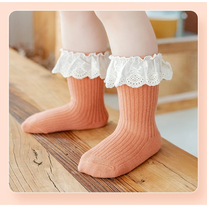  양말, 어린이, , 여아 무릎 높이, 길고 부드러운 코튼 레이스,  어린이 양말, 여아 양말, 0  3 세, 가을 옷, 신상품