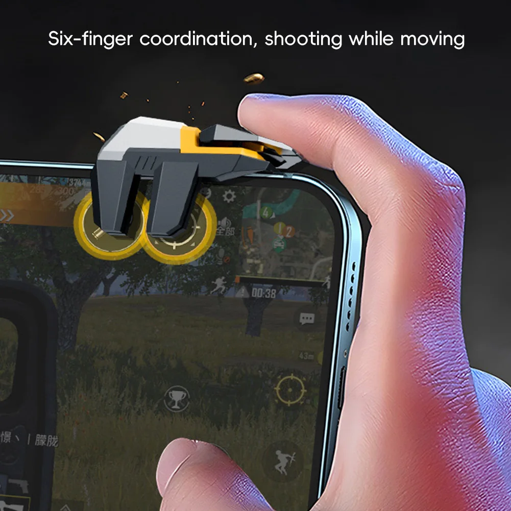 2Pcs PUBG Mobile Game Joysticks Controller 4/6-Finger Linked Shooting Game Mechanical Trigger Physical Auxiliary Gaming Gear - 3