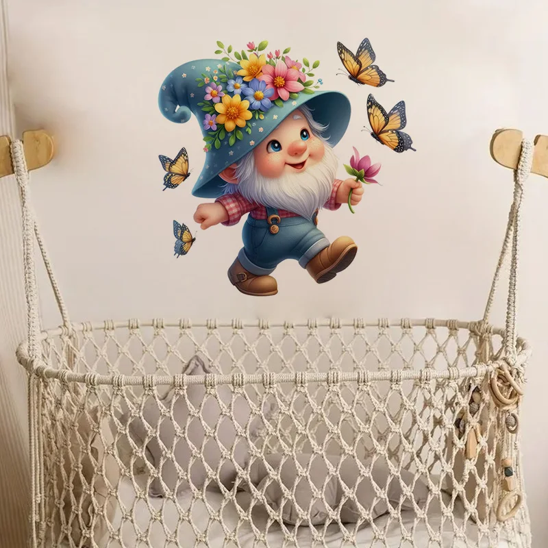 Cute Garden Gnome Sticker Water-proof Home Wall Decal Used for Wall, Bathroom, Cabinet, Door,Toilet, Car, Laptop wall stickers toilet stickers 1pc