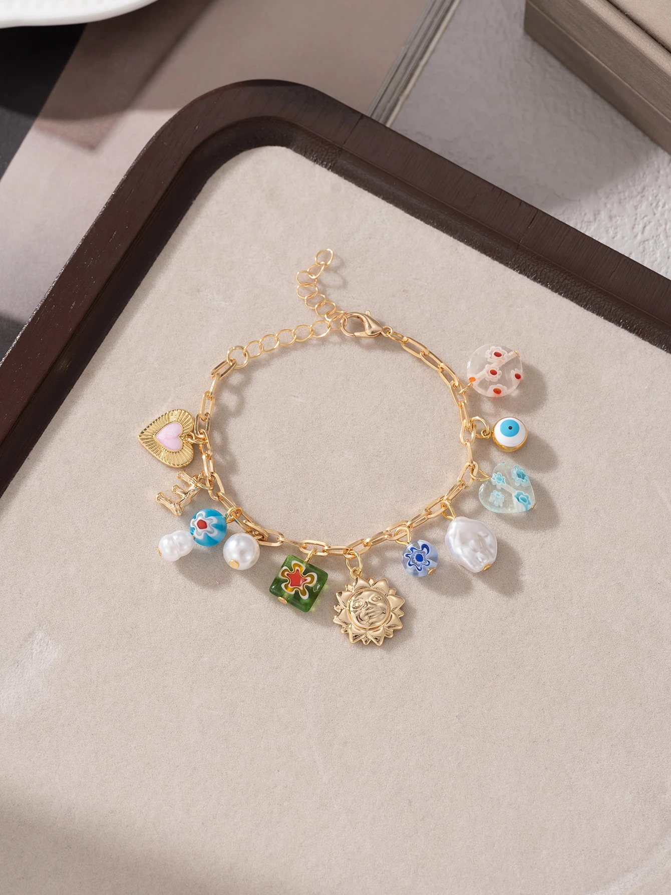 Multi Pendant Bracelet Copper Jewelry Womens Daily Accessories