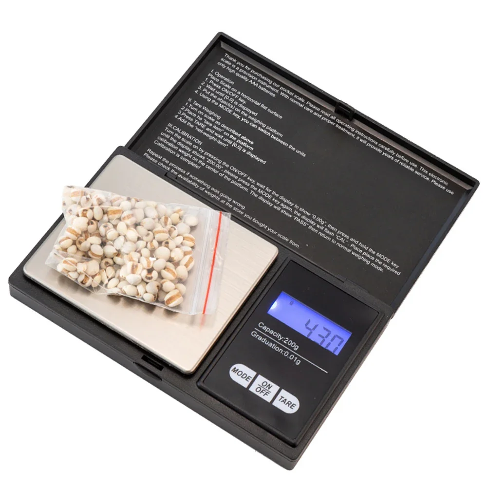 digital scale 200g x 0.01g high-precision backlit LCD mini jewelry & kitchen gram scale portable pocket weight balance 1pc