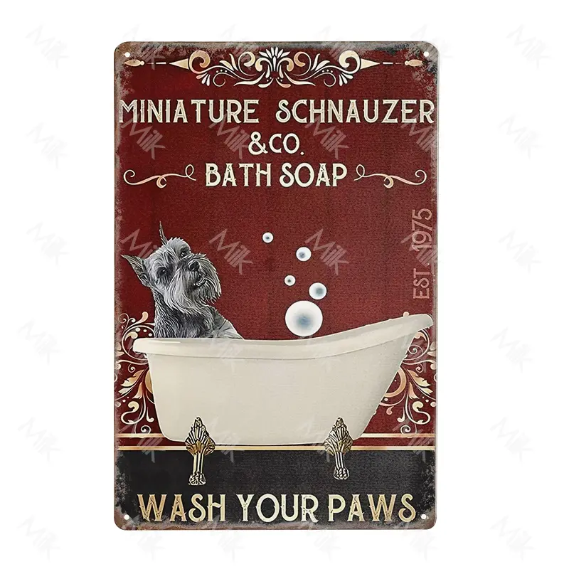 Bonoff Metallo Tin Laundry Art For Laundry Room Schnauzer Cane Lavatrice Lavatrice Lavanderia Targa di latta Decorazione Vintage Chic Metallo Poster In Wall Art Decor Metallo Poster Poster 20 x 30 cm