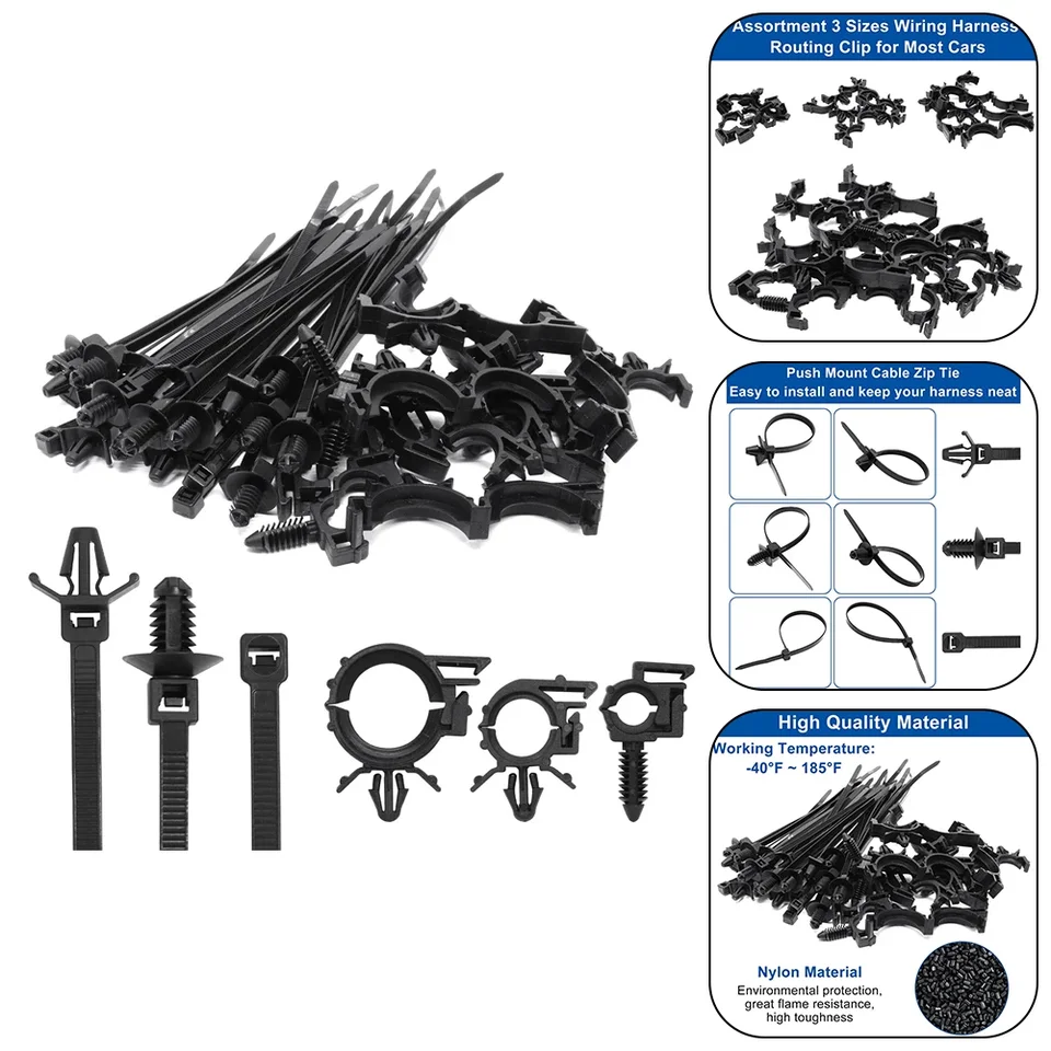 sourcing map 100 clip adesive per cavi, regolabili in nylon, organizer per cavi, per scrivania, auto, casa e ufficio (bianco, 88 mm