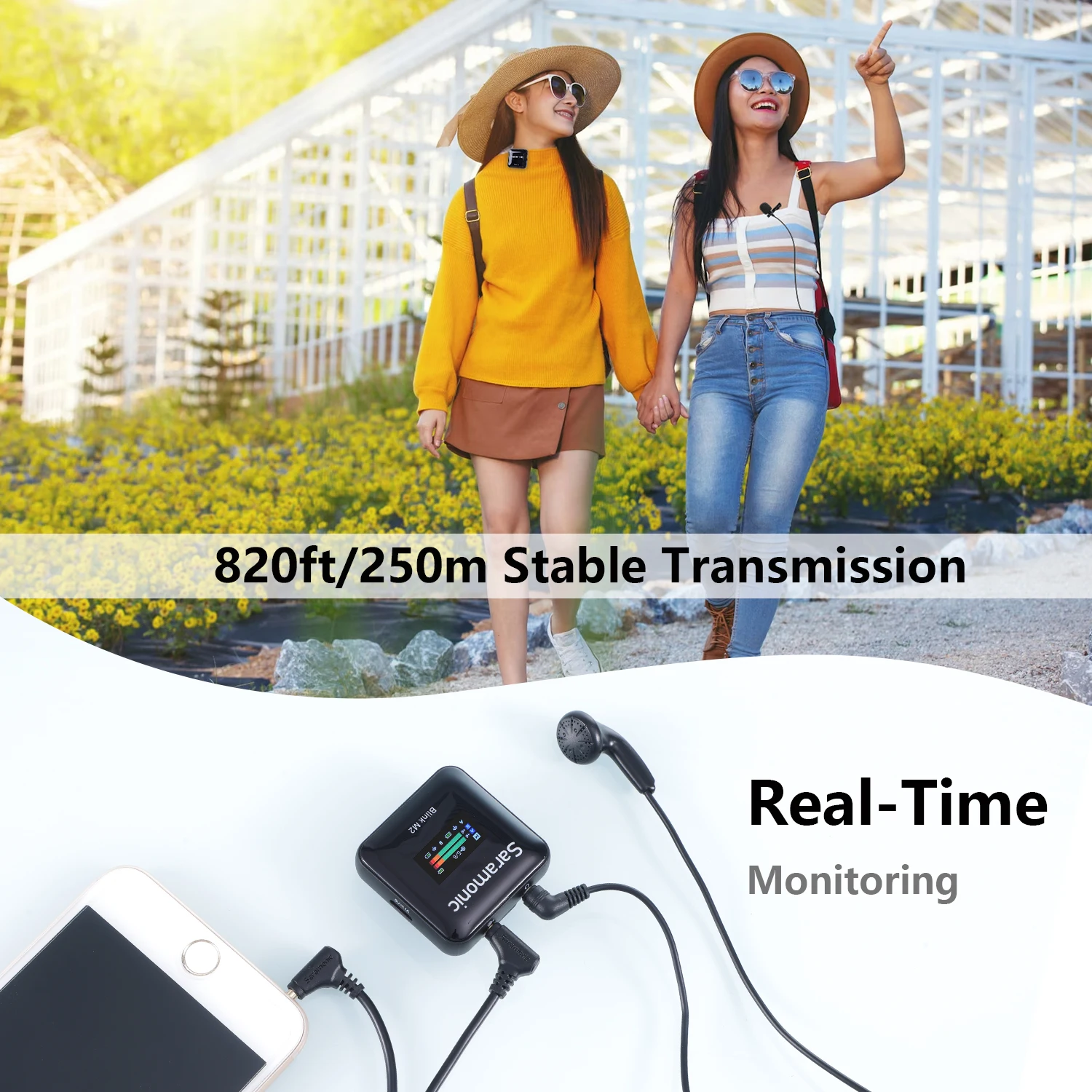 Saramonic Blink M2 무선 라발리에 라펠 마이크, 아이폰, 안드로이드, PC, 노트북, 컴퓨터, DSLR 카메라, 유튜브 라이브 스트리밍