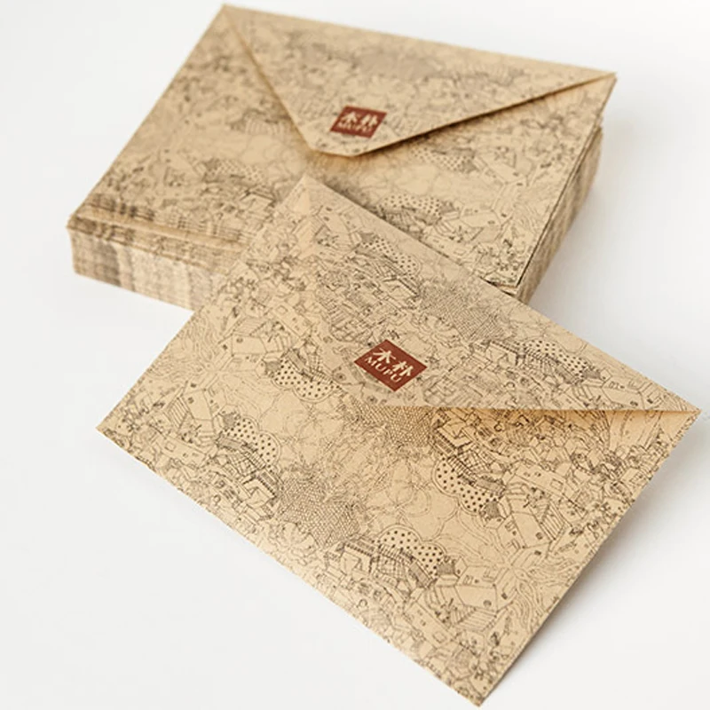 

10pcs Envelope Retro Kraft Paper Postcard Card Storage Bags Greeting Cards Letter Envelopes Paper Material