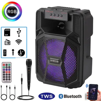 1000W Portable Wireless Bluetooth Speaker Big LED Light Stereo Tailgate FM Party Karaoke 8 inche Subwoofer with Mic and Remote 1