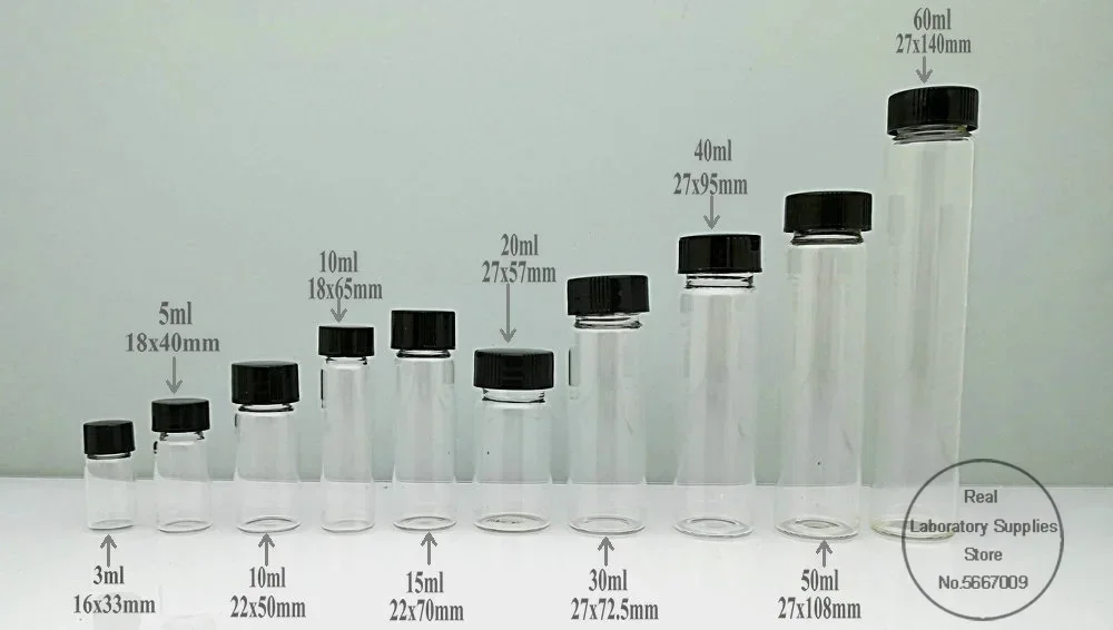 Glass Reagent Bottle 2ml to 60ml for Chemical Experiment