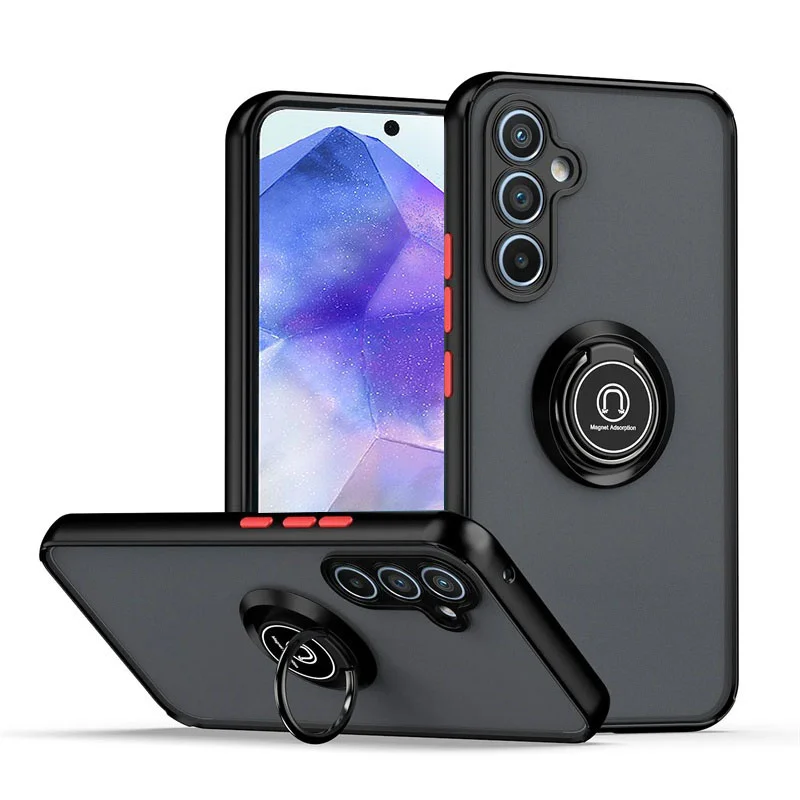 Magnetic Matte Protective Ring Case - Sleek and Durable Smartphone Cover