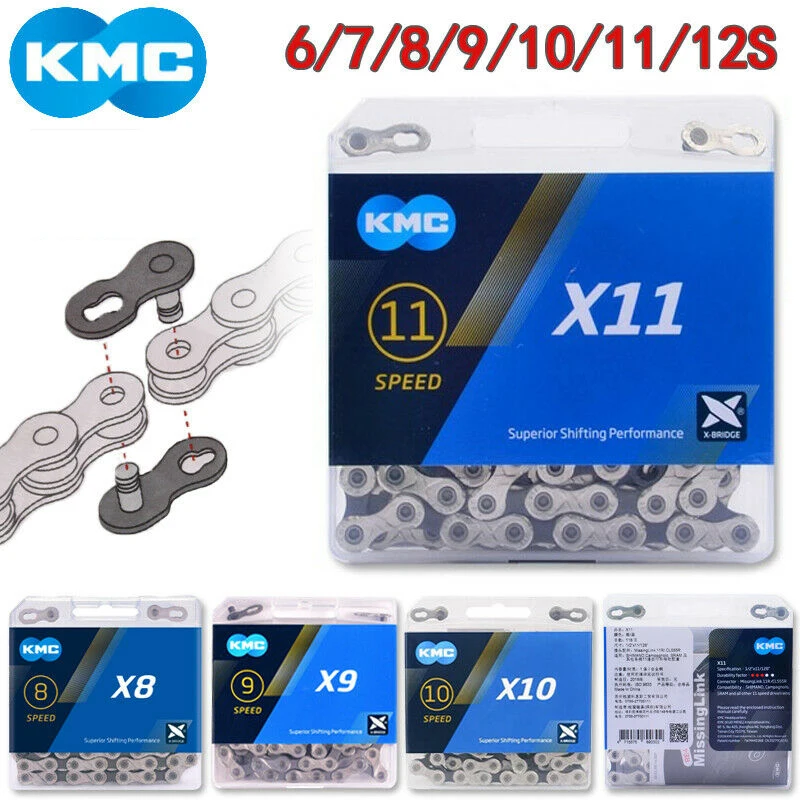 Details about   KMC bike chain 8/9/10/11/12 speed road mtb chains X8 X9 X10 X11 X12 