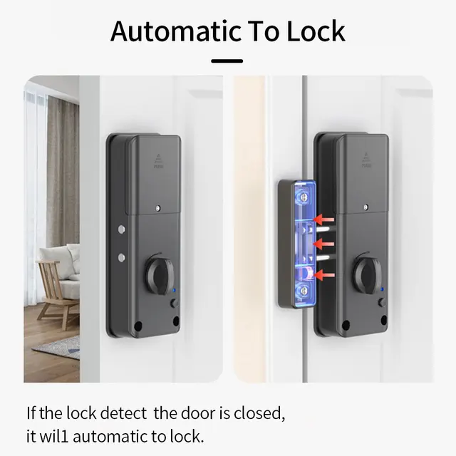 TTLOCK Smart Lock APP Keyless Keypad Kits with Remote Control Unlock Invisible Electric Bolt Wooden Door Conceal Motor Lock Kit 5