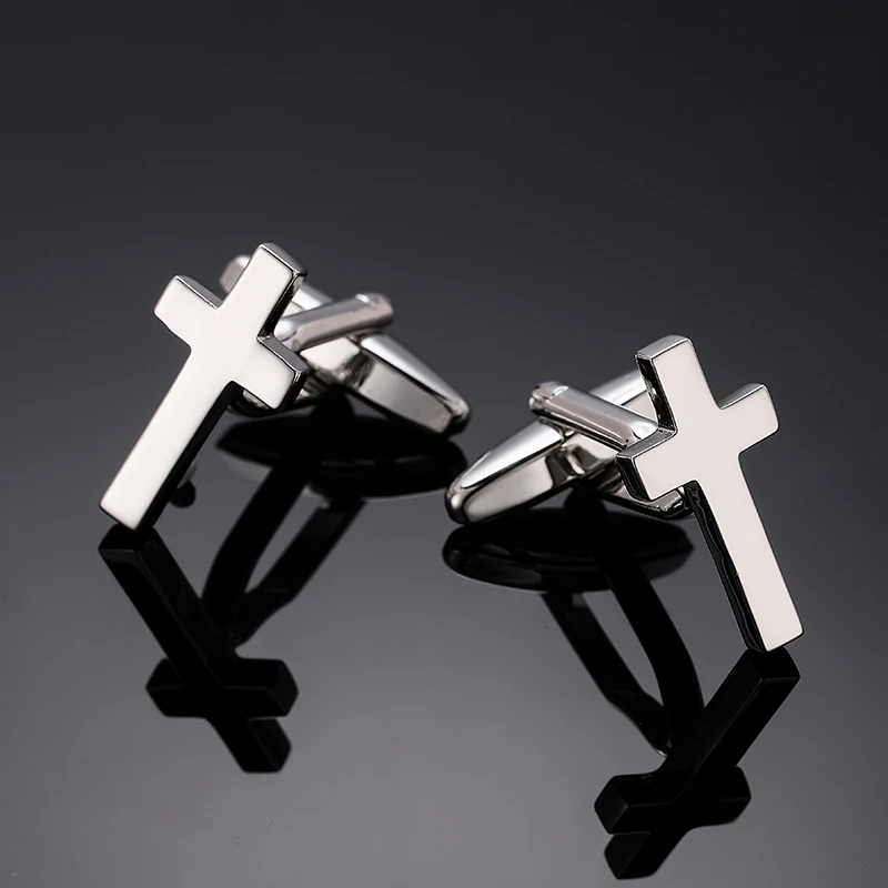 Men's French shirt cufflinks high-quality metal cross building blocks cuff buttons suit accessories jewelry crystal cufflinks