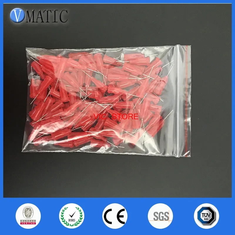 Plastic Syringe Needle Tip 100Pcs 25G Red 0.5'' 1/2 Inch Length Glue Dispensing Needle Tips Nozzle