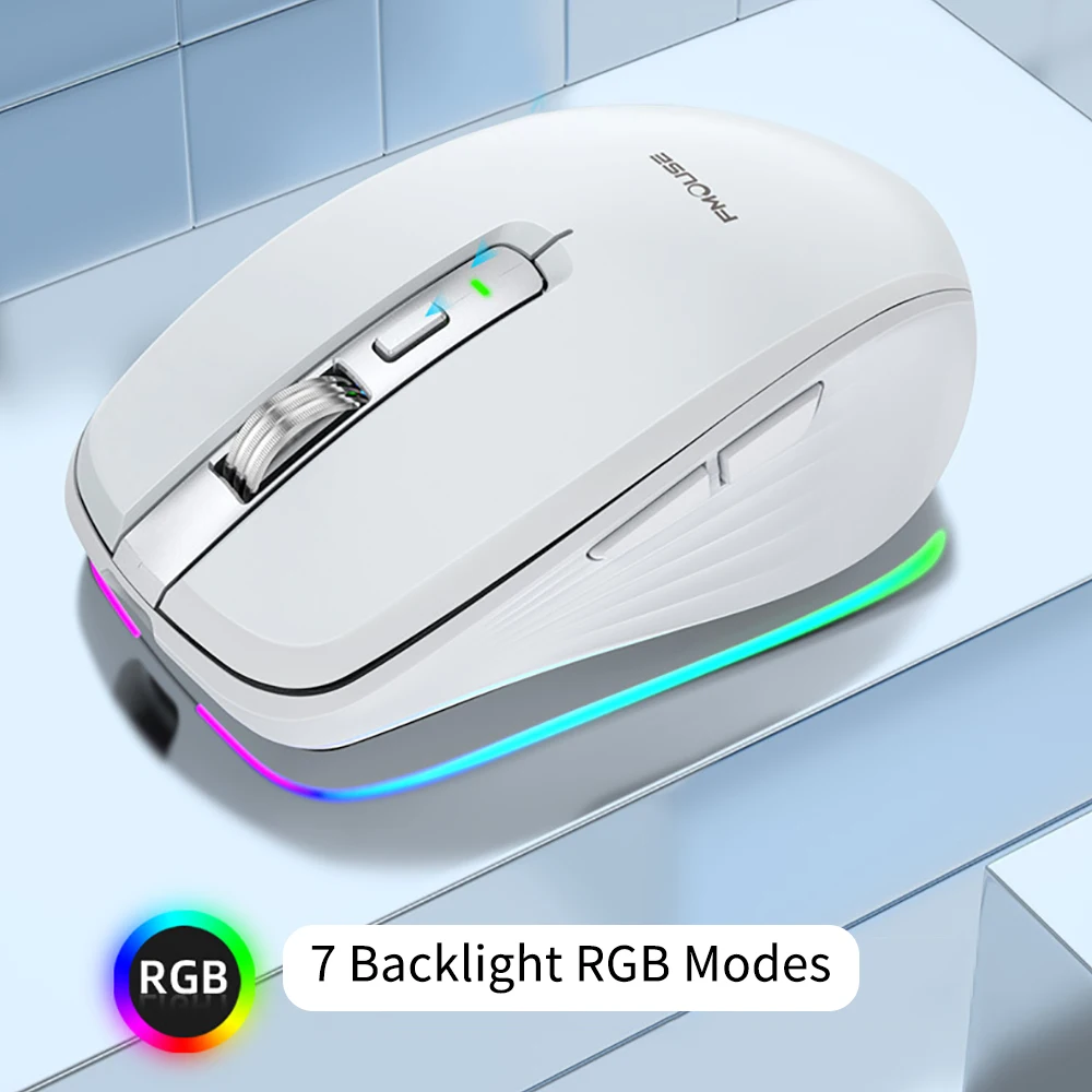 Dual Mode Rechargeable Bluetooth 2.4G Wireless Mouse RGB Mute Mouse For Windows Mac IOS Android Laptop Tablet Phone PC 1