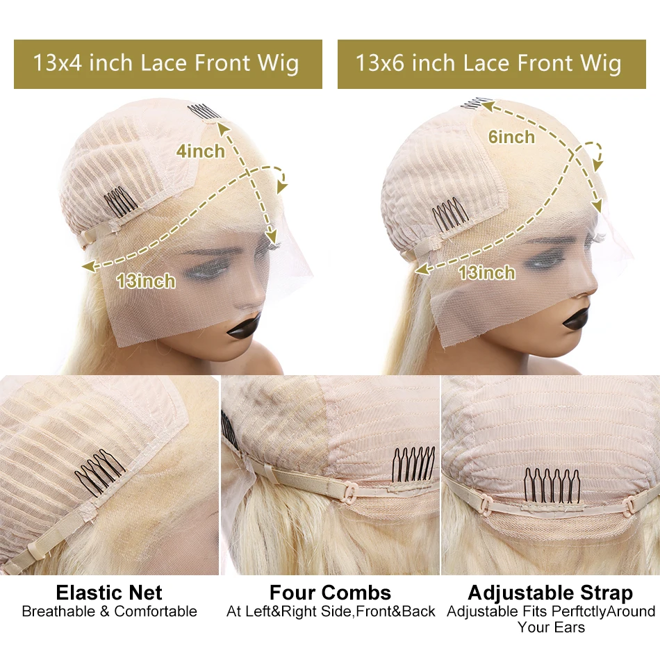Tewjig 13x6 HD Transparent 613 Honey Blonde Body Wave Lace Frontal Human Hair Wig 30 36 Inch 13x4 Color Lace Front Wig For Women