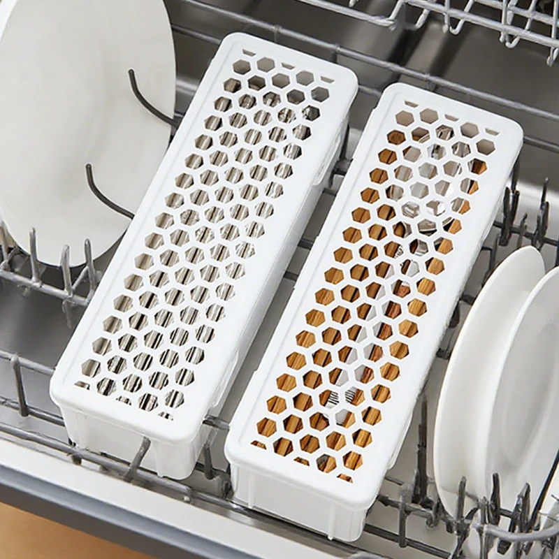 Description Picture 6 of itemPlastic Dishwasher Tableware Cleaning Box with Chopstick Cage Spoon Drain Storage Rack - Kitchen Organizer Storage Basket Bag