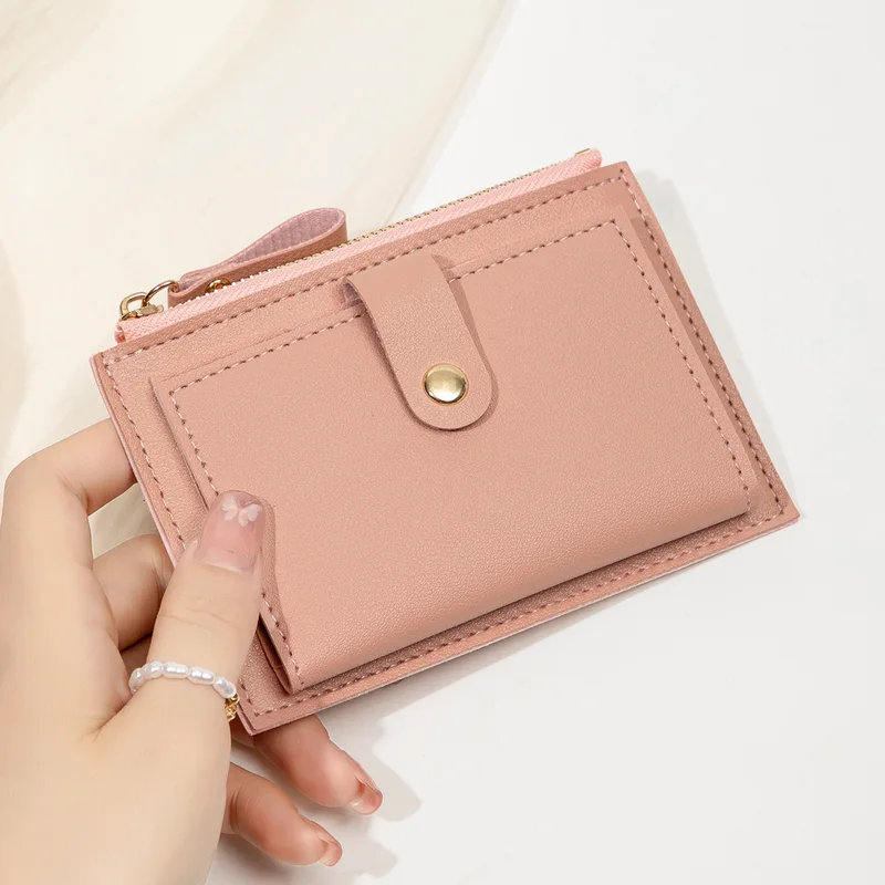Minimalist and fashionable women' short card bag, ultra-thin mini PU leather...