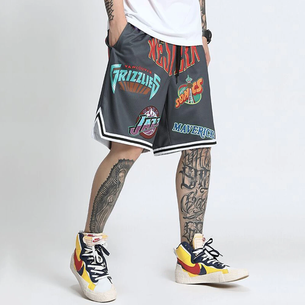 American Retro Hiphop Shorts Men's Loose High Street Sports Boxing Sports Casual Fashion Straight Five-point Pants Summer