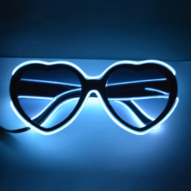 Heart Shaped Led Fashionable El Cold Light Love Heart Glasses For Party