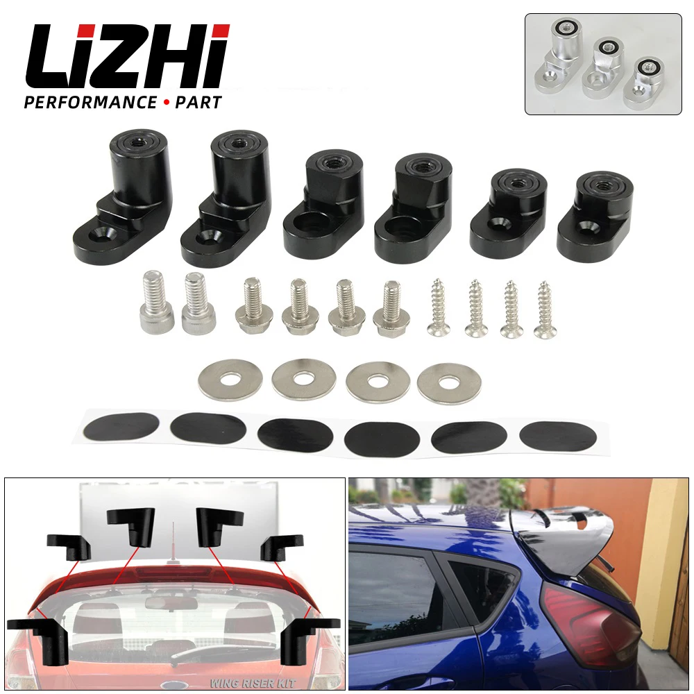 Lizhi - For 14-On Ford Fiesta St Billet T-6061 Alluminio Anodizzato Bolt-On Ala Posteriore Spoiler Hatch Riser Lift Extension Lz-Wsr02