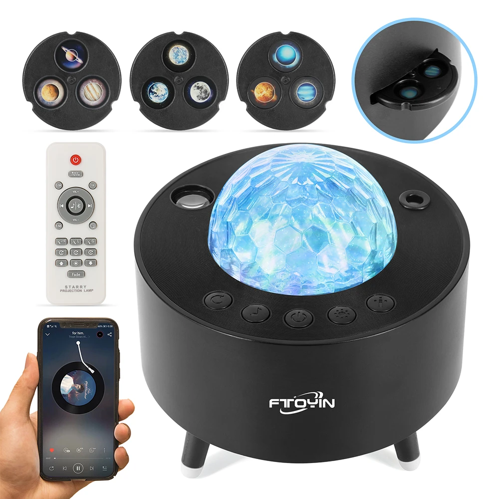 motion sensor night light FTOYIN Planetary Projector Night Light Built In White Noise Decoration For Bedroom Led Atmosphere Galaxy Starry Proyector Gift night lamp