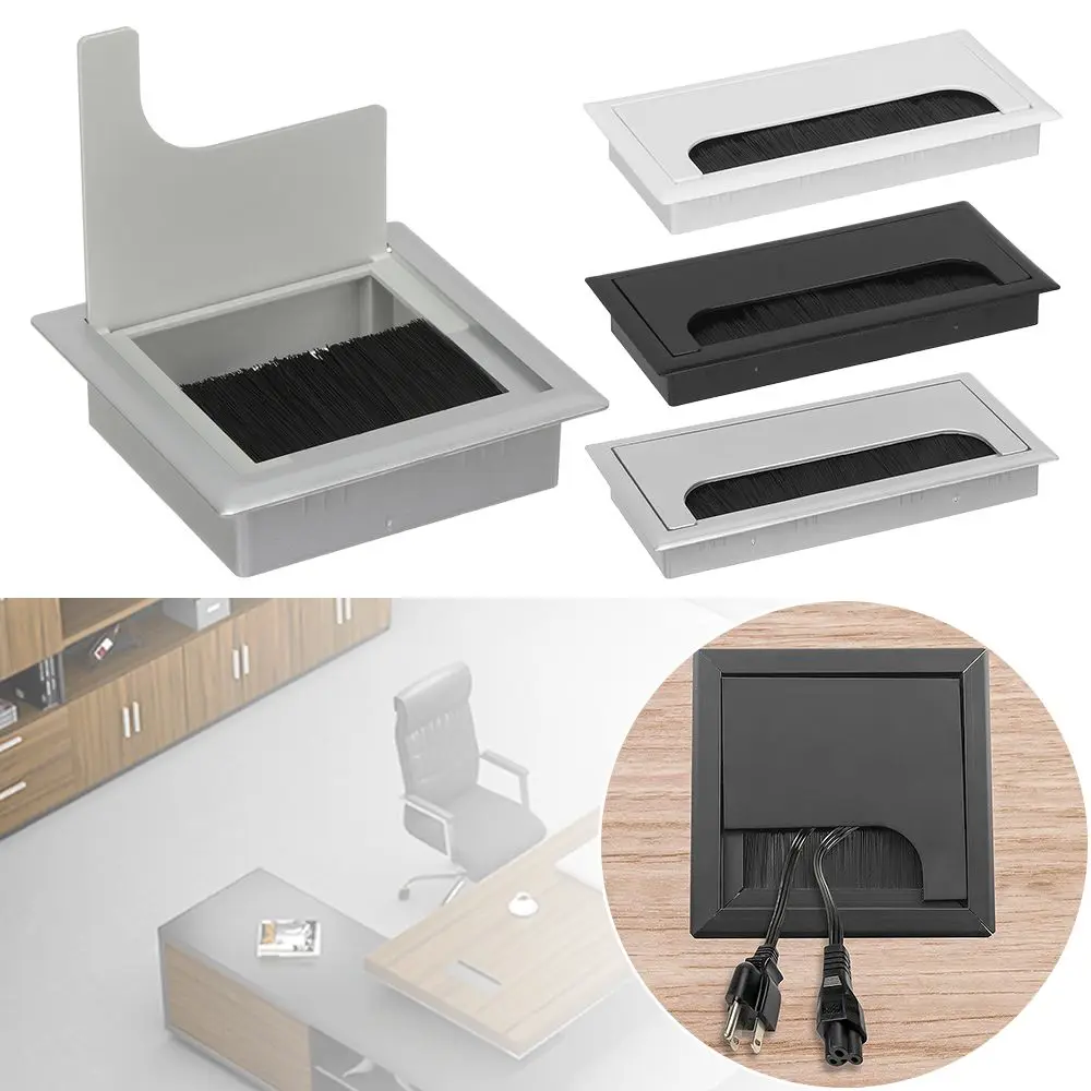 Rectangle Computer desktop Decor Plastic Grommet Hole Cover Desk Cable Box Wire Box Wire Cable Holder Hole Cover