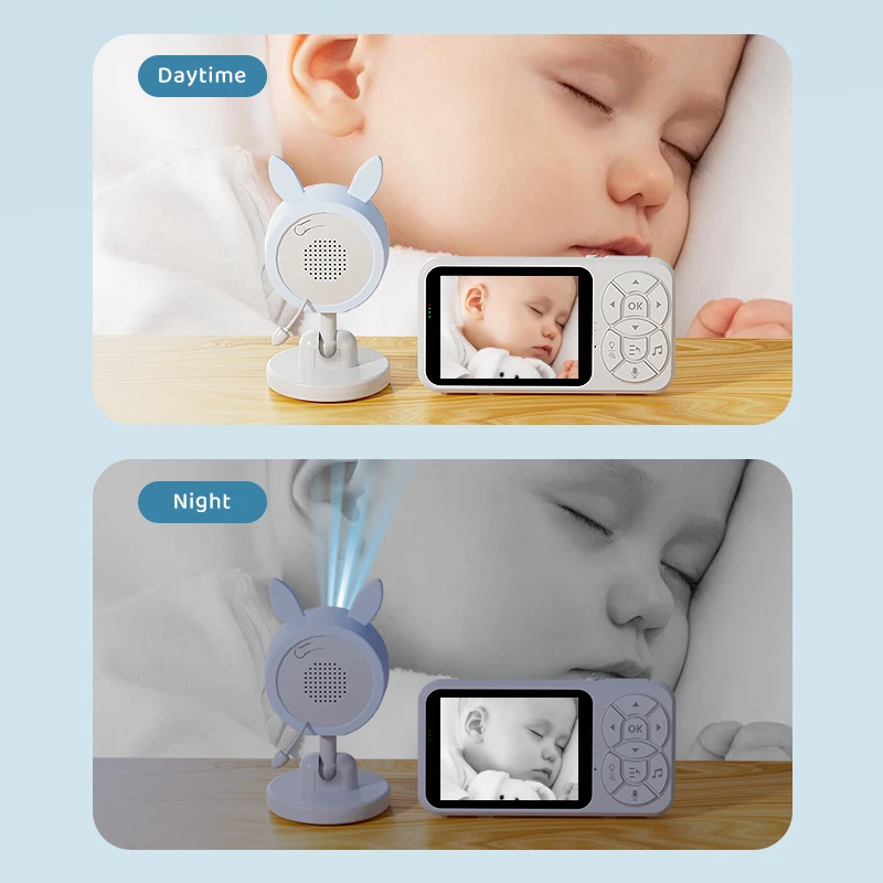 DANMINI new 3.5 "RGB night light baby monitor with night vision temperature detection voice intercom baby nanny security camera